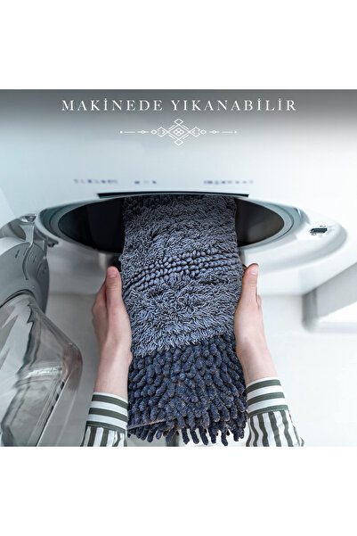 Bestekar Solvia Antrasit 100% бавовна 60x100 - 50x60 М'який пральний сучасний килим для ванної кімнати