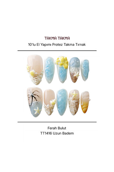 Takma Takma S Beden 10'lu Renkli Uzun Badem TT1416 Tekrar Kullanılabilir Prot...