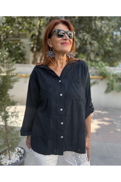 DenizEge Italian Brode Collar Shirt Black