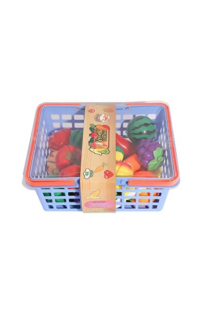 NEWBRENDHOME Educational Toys Urt007-Spt-001 42 Pieces with Cuttable Fruits and Vegetables Basket -Birlik Kız E