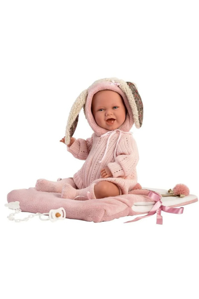 OMZ دمية فتاة لورينز مع بدلة نوم، دمية مبتسمة حديثة الولادة ميمي 40 سم، لعبة تعليمية للأولاد