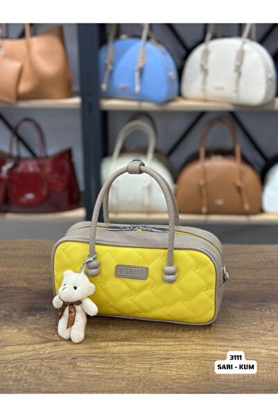 VICTORIA SHINE Quilted Detail and Charmli Hand and Shoulder Bag 3111 - Yellow Sand