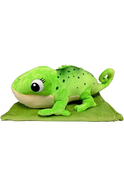 paraply Peluş Battaniyeli Yatan Bukalemun 55cm. Kız Çocuk Erkek Çocuk Oyuncak Eğitici Oyuncaklar