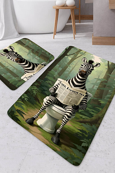Harikabirev Amazing | Bathroom and Toilet Mat Zebra Reading Newspaper Modern Design | Mop