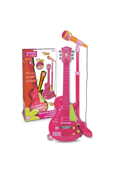 paraply Elektronik Ayaklı Mikrofonlu Pembe Gitar - S00045872 Kız Çocuk Erkek Çocuk Oyuncak Eğitici Oyuncakla