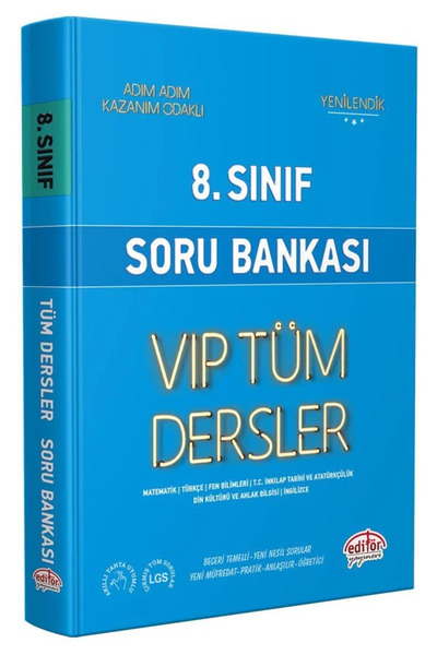 Bi bigelio 8. Sınıf VIP Tüm Dersler Soru Bankası Mavi Kitap Editör Yayınları
