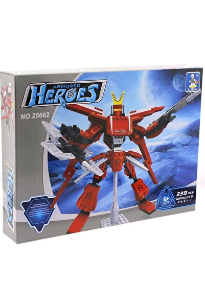 Gülce Design لعبة أوسيني للفتيات 339 قطعة روبوت أحمر مع حامل للأبطال لعبة تعل...