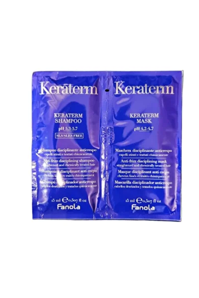 Fanola Tester Shampoo and Mask for Hair Discipline - Keraterm Anti-Frizz 2x15ml -