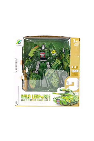 NEWBRENDHOME Öğretici Eğitici Oyuncaklar Savaş Tankına Dönüşen Yeşil Robot Kız Erkek Çocuk Oyuncak