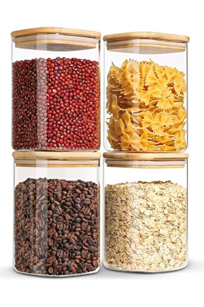 Generic علبة تخزين زجاجية محكمة الغلق من كوم ساف مع غطاء خشبي (37 أونصة)، حاو...