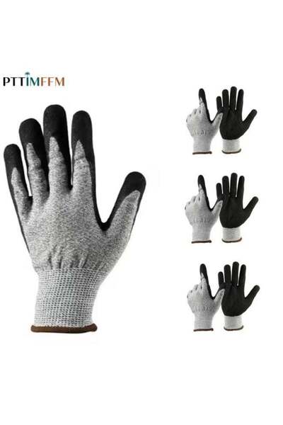 Generic PTTIMFFM 3 Pairs of Cut-Resistant Work Gloves, Ambidextrous Safety Gloves for Gardening, Fishing, C