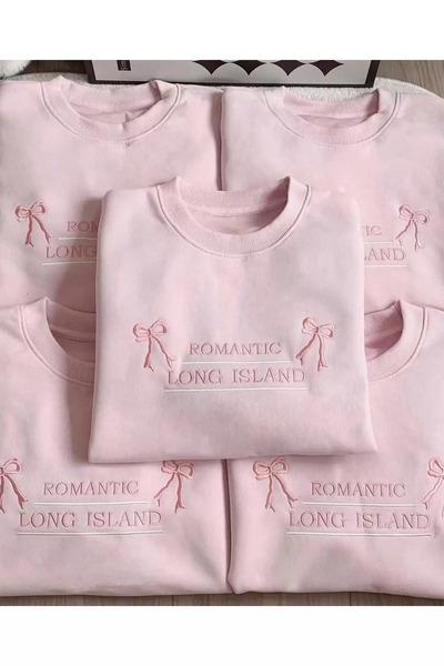 1blood Pink Romantic Long Island Oversize Unisex Sweatshirt (3 Threads)
