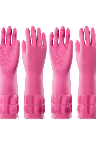 Generic SYOSI Cleaning Rubber Gloves, 2 Pairs Reusable Waterproof Dishwashing Cleaning Rubber Gloves, Non-s