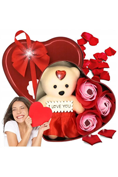 miraza Set cu Ursulet „I love you” si Trandafiri de Sapun, Cadou Ziua Indrago...