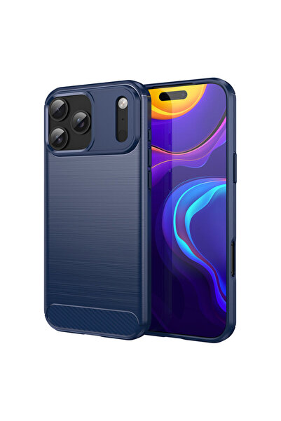 Techsuit Husa iPhone 17 Pro Carbon Silicone, albastru
