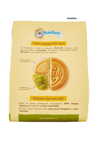 Mulino Bianco Biscuiți Baiocchi cu cremă de fistic, Mulino Bianco, 240 g
