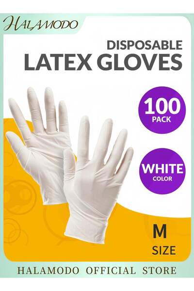 Generic HALAMODO 100-Medium White Latex Gloves Free from Powder