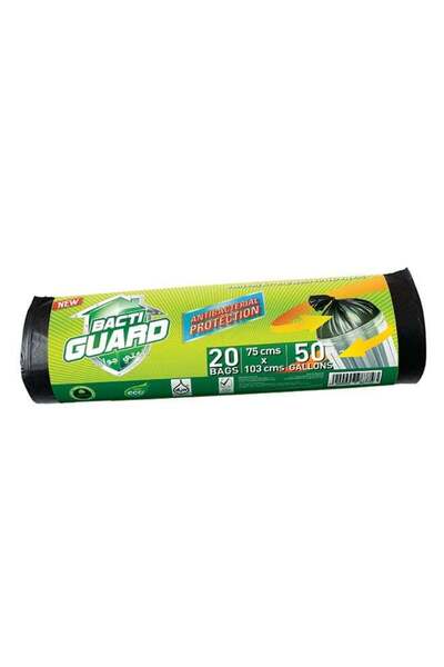 Generic BACTIGUARD 20-Piece Garbage Bag Black 75x103cm