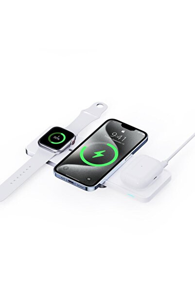 DUZZONA Wireless Charging Station for Apple W19, 15W, White