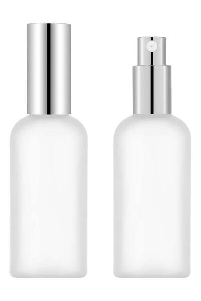 Generic Oasisgalore 3.4 Oz Refillable Frosted Glass Perfume Bottle with Aluminum Pump and Cap (2PCS, Silver