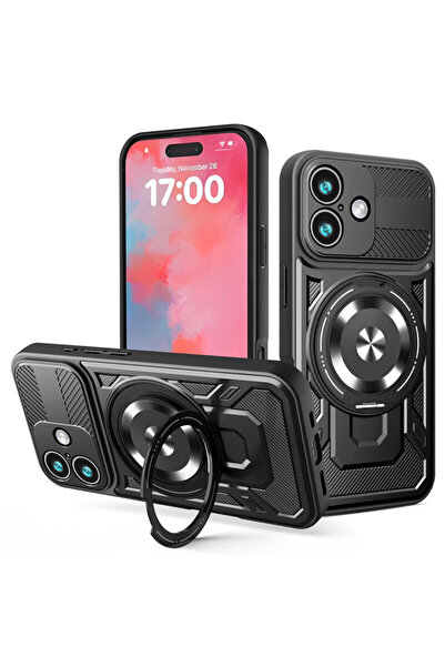 Techsuit Carcasă RuggedCam pentru iPhone 17, neagră