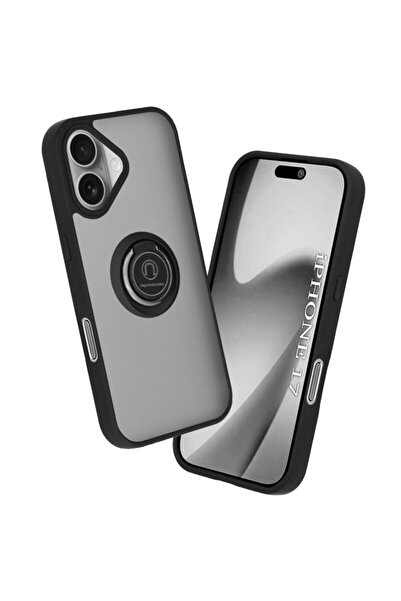 Techsuit Carcasă Glinth pentru iPhone 17 cu inel magnetic pentru suport, neagră