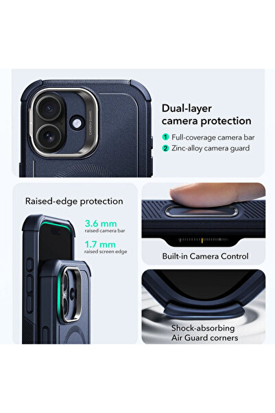 ESR Husa iPhone 17 Cyber Armor Kickstand, albastru