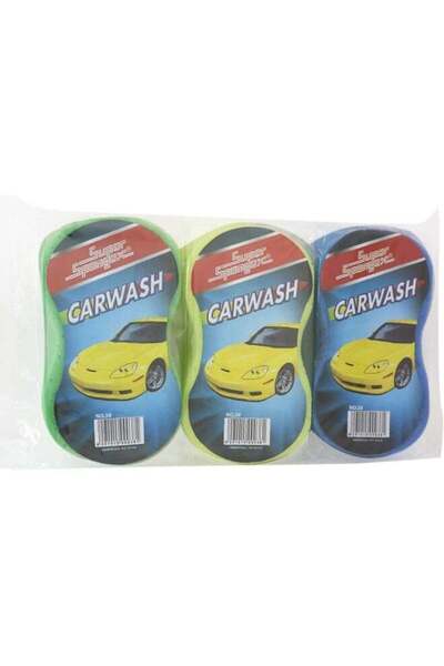 Generic Super Spongex Car Wash Sponges Pack of 3 Pcs Mix Colors Cleaning Scrubber Handy Multi-Functional Wa