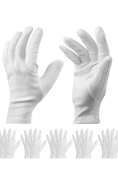 Generic White Cotton Gloves Large Moisturizing For Dry Hands Eczema, Overnight Lotion Spa 6 Pairs Jewelry I