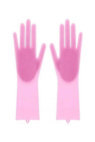 Generic 2-Piece Silicone Scrubbing Gloves Set Pink