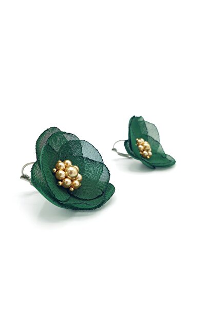 Corizmi Stainless steel hoop earrings, veil flower in the middle with pearls, handmade, Love