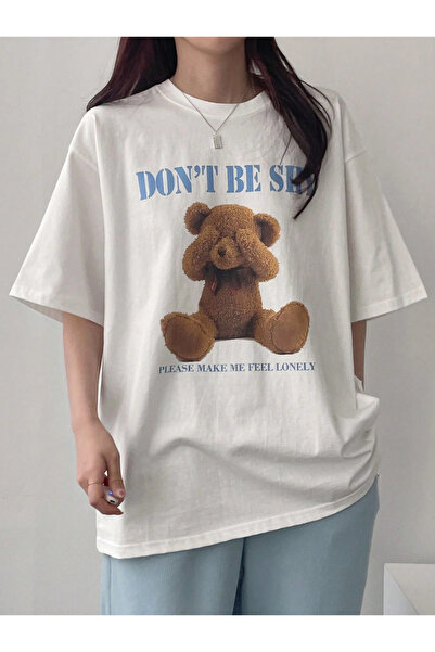 Marco Fresco Tricou oversize confortabil pentru femei Dont Be Shy cu imprimeu...