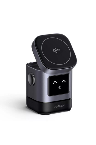 Ugreen Incarcator wireless magnetic 2in1 cu emoji Ugreen, 25W, negru