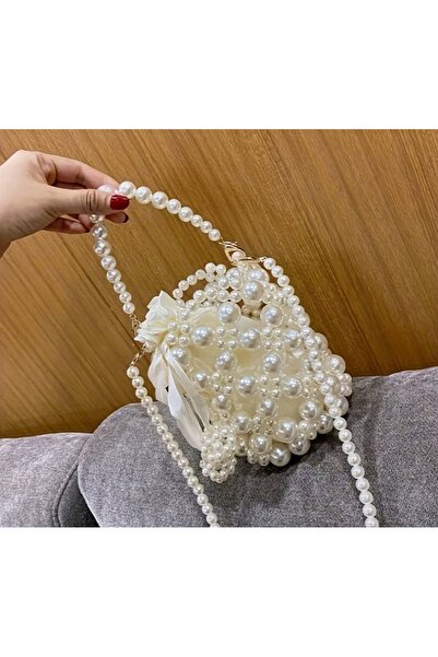 Lila El Örmesi - İnci Parıltısıyla Mini El Çantası- Günlük ,Özel Gün (Nikah,D...