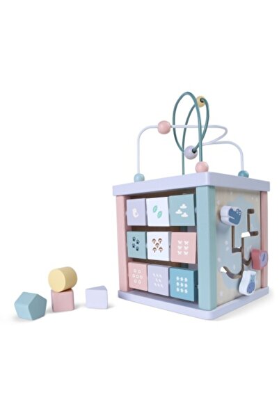 Ecotoys Educational Cube For Children, Wood, Block Sorting, Maze, Clock,