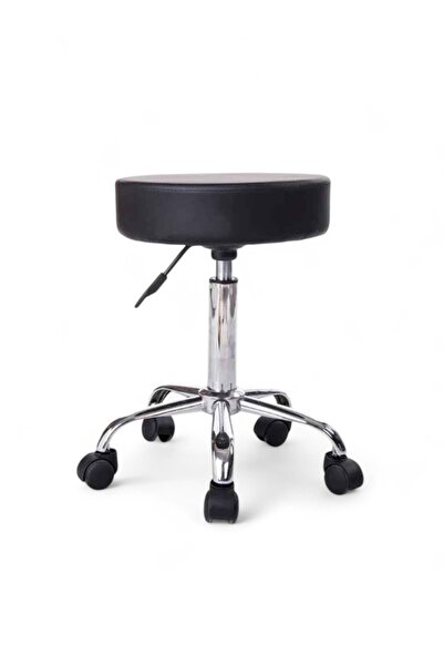 Home Krom Ayaklı Ofis Kasiyer Taburesi 360 Derece Tekerlekli Deri Döşeme Otur...