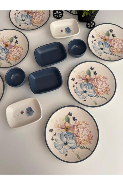 Keramika Set Breakfast Blue Flowers 12 Pieces for 6 People