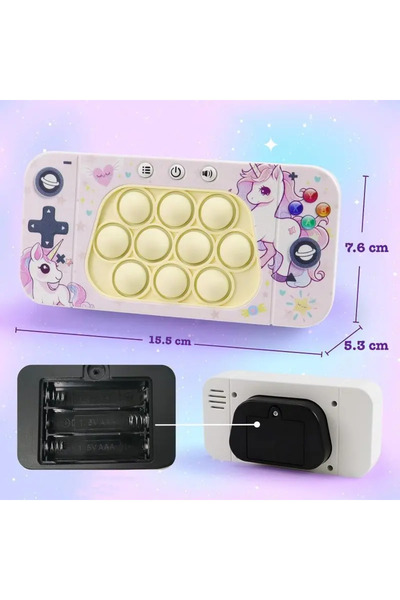 miraza Jucarie Pop It Tip Consola, Model Unicorn, Butoane Iluminate, Joc Educativ, Antistres, Roz