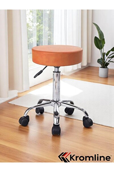 Home Krom Ayaklı Ofis Kasiyer Taburesi 360 Derece Tekerlekli Deri Döşeme Otur...