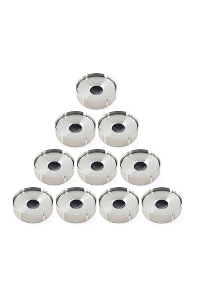 Omnisoft Scottish Large Size Ashtray Ash Tray with Lid Round Stainless 10 Pieces
