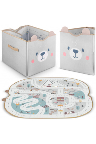 NUKIDO Covoraș de joacă educativ pentru copii, organizator de jucării 2 în 1,...