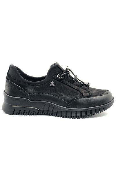 Venüs Alnus Genuine Leather Orthopedic Women's Casual Shoes Black