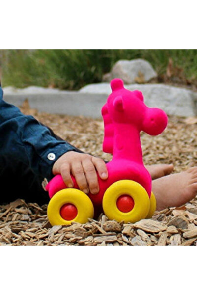 Rubbabu Jucărie de tras cu cauciuc, Girafă, Roz, 18 cm, 1 an+