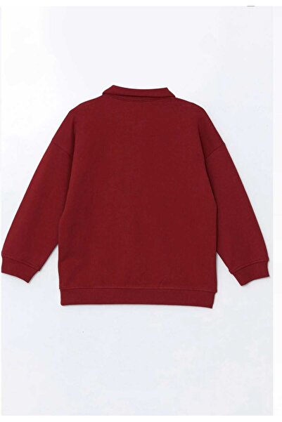 LC Waikiki Lcw Kidsburgundy Polo Neck Embroidered Boys Sweatshirt and Sweatpants Bottom 2 Piece Set