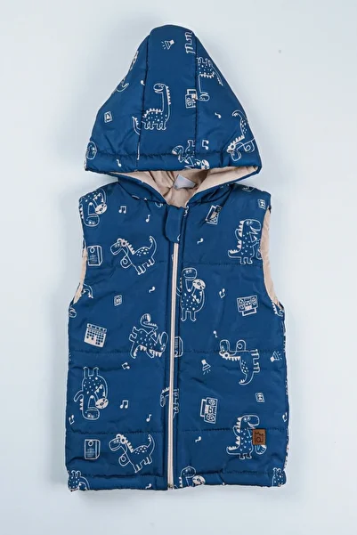 PODIUM GYM Trend Special Series Dinosaur Patterned Winter Hooded Boy's Vest