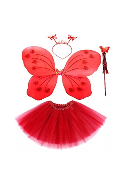 ForWhat مجموعة مكونة من 4 قطع من إكسسوارات أزياء الفراشة الحمراء لزي عرض الأحداث المكتبية المنزلية