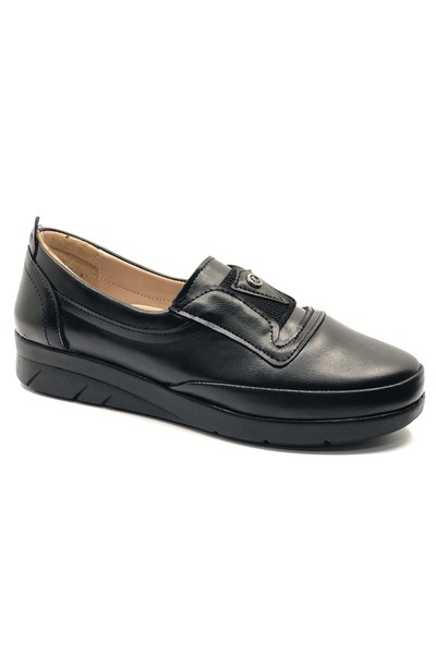 Kocamanlar Ayakkabı Berfilla Dr.Tavsiyeli 100% Leather Mother's Women's Ballerina Shoes BLACK