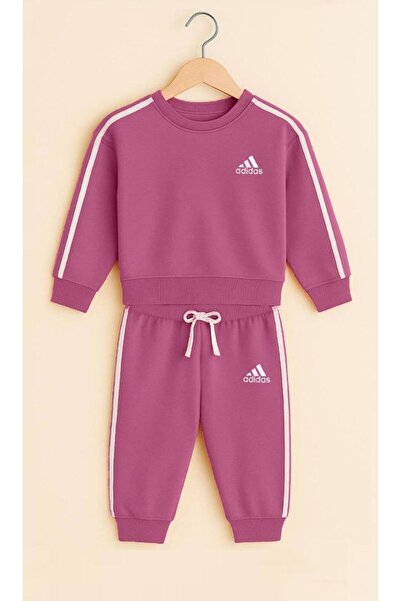 MODA Neo Kids Kız Çocuk Çizgili Spor Takım – Pembe Alt Üst Kombin