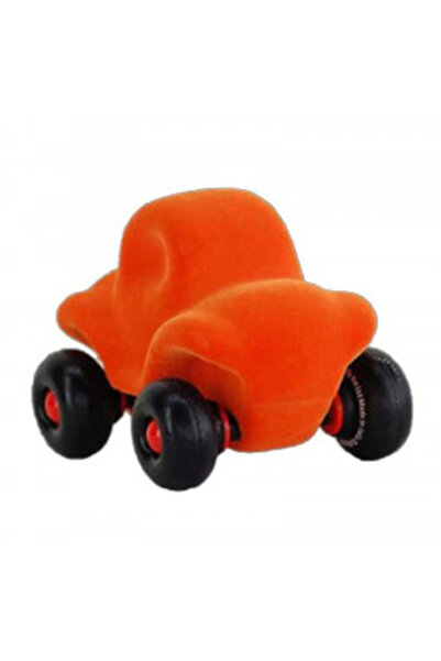 Rubbabu Jucarie cauciuc Masinuta haioasa, 11 cm, portocalie,