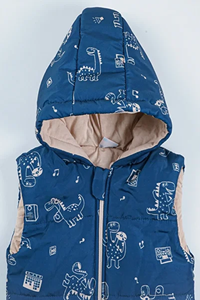 PODIUM GYM Trend Special Series Dinosaur Patterned Winter Hooded Boy's Vest